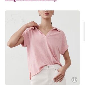 Banana Republic Linen-blend Johnny Collar Polo Shirt Size M